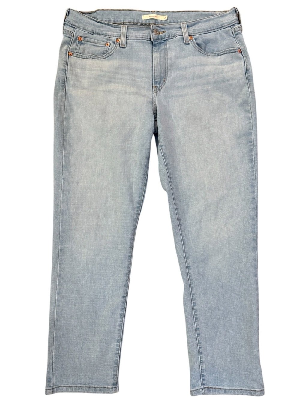 Levi’s Boyfriend Mid-Rise Crop Stretch Jeans Light Blue Wash Size 31 Fits 34x26